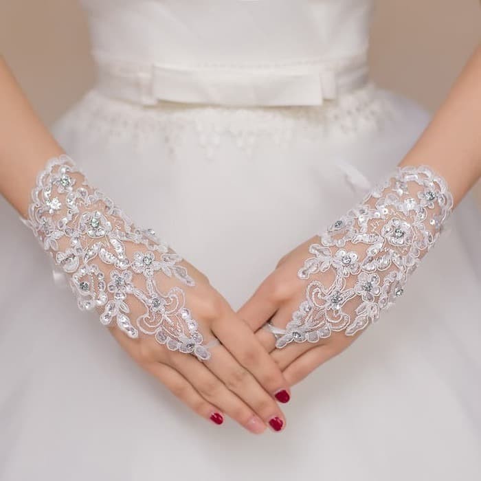 WGL-01 sarung tangan pengantin wanita wedding gloves pesta renda