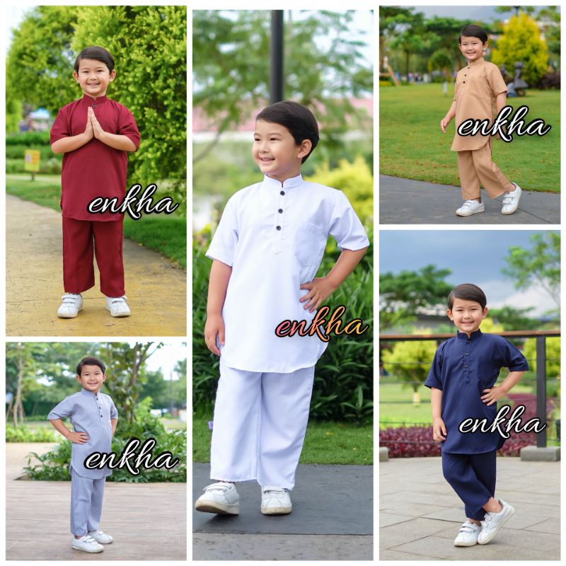 Setelan Baju Koko Anak Laki-Laki Usia 2-10 Tahun Murah Set Baju Koko Kurta Anak Lengan Pendek Terlaris