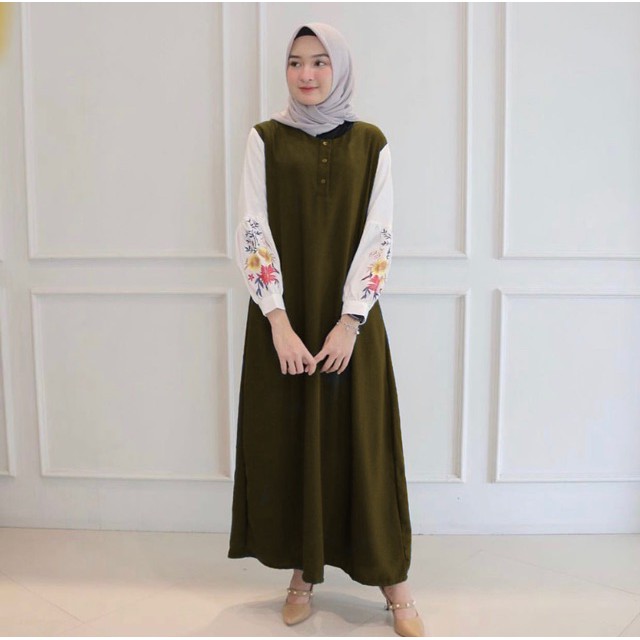 KIKAN DRESS /DRESS BORDIR TANGAN PUTIH / DRESS