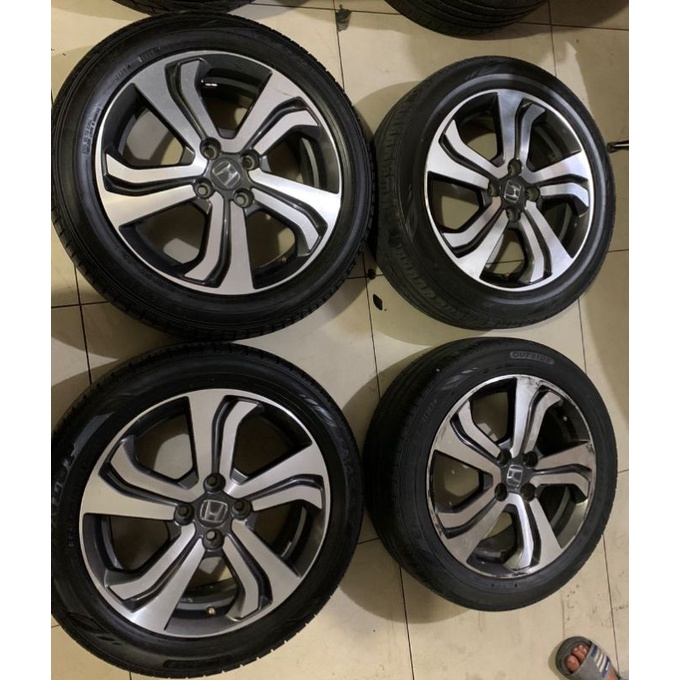 Velg Mobil Bekas Original copotan Honda city Ring 16x6 Pcd Baut 4x100 + Ban Dunlop 185 55 R16 Buat J