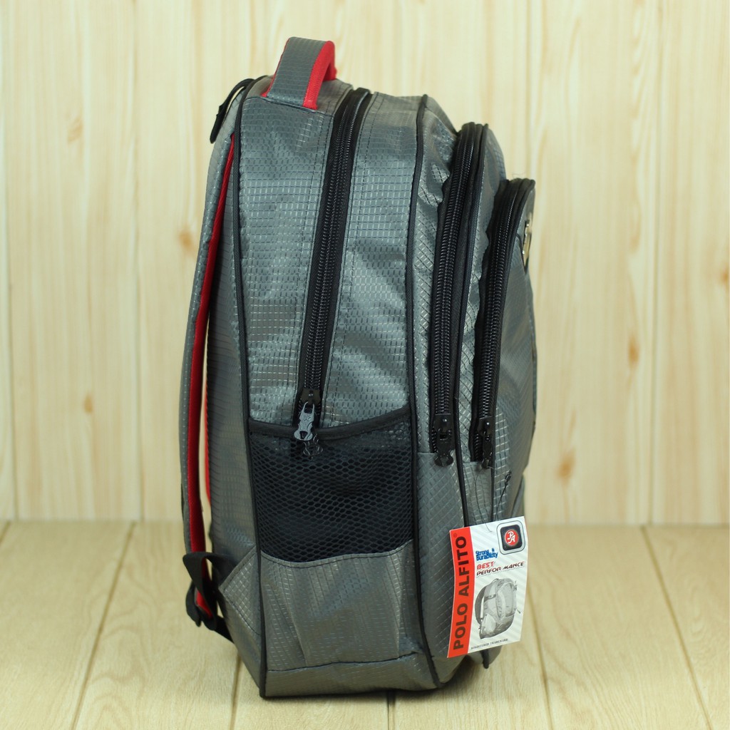 Tas Ransel Alfito Sablon Scotlet Abu Back Pack Laptop Pria Berkualitas