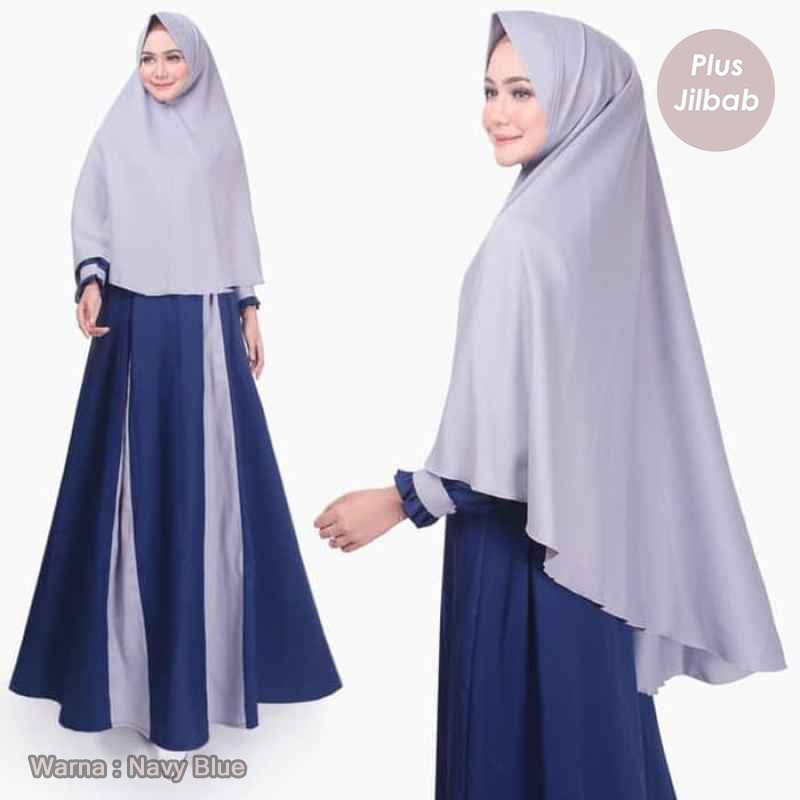 SAFA SYARI TERMURAH! gamis polos 5 warna set khimar Original Moscrepe AJWA BY LUFY