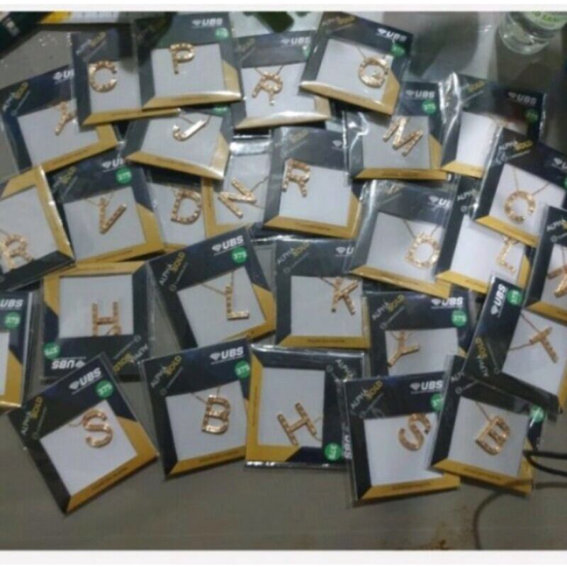 Kalung inisial Huruf B J A C Y  M Y K L E S alpha Bold Emas asli 375