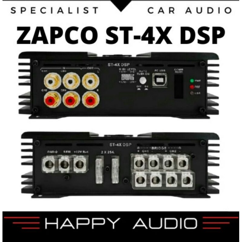 POWER AMPLIFER 4 CH ZAPCO ST-4X WITH DSP CLASS AB POWER AUDIO MOBIL BLUETOOTH ST4X