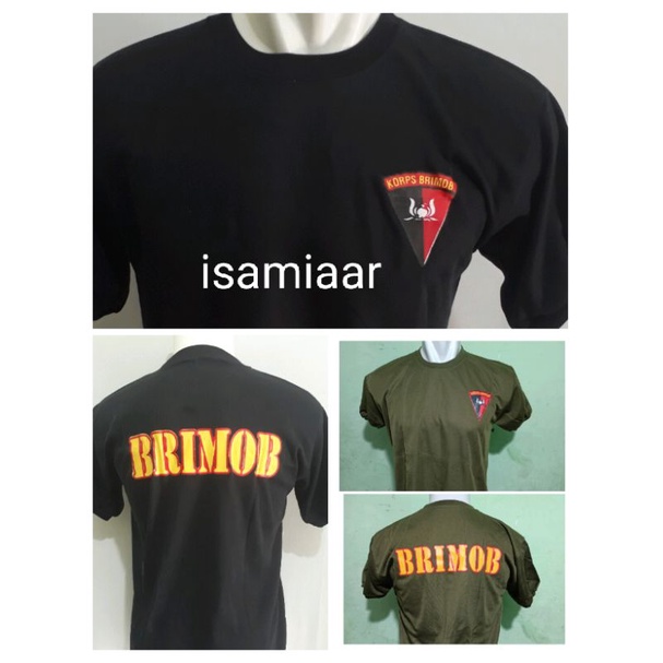 KAOS BRIMOB WARNA HITAM/HIJAU UKRN.M.L.XL.XXL