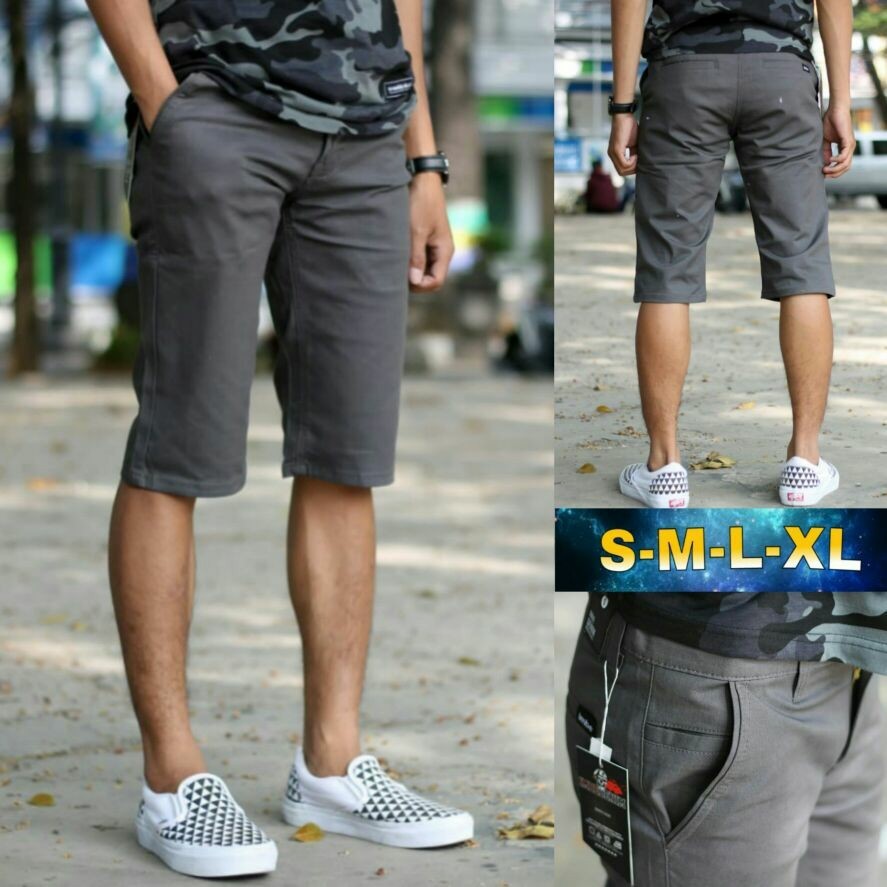 BIG SMALL LARGE SIZE MURAH LENGKAP DISTRO X0NE/ IMBE DENIM CELANA PENDEK CHINO PRIA GREY CHINO