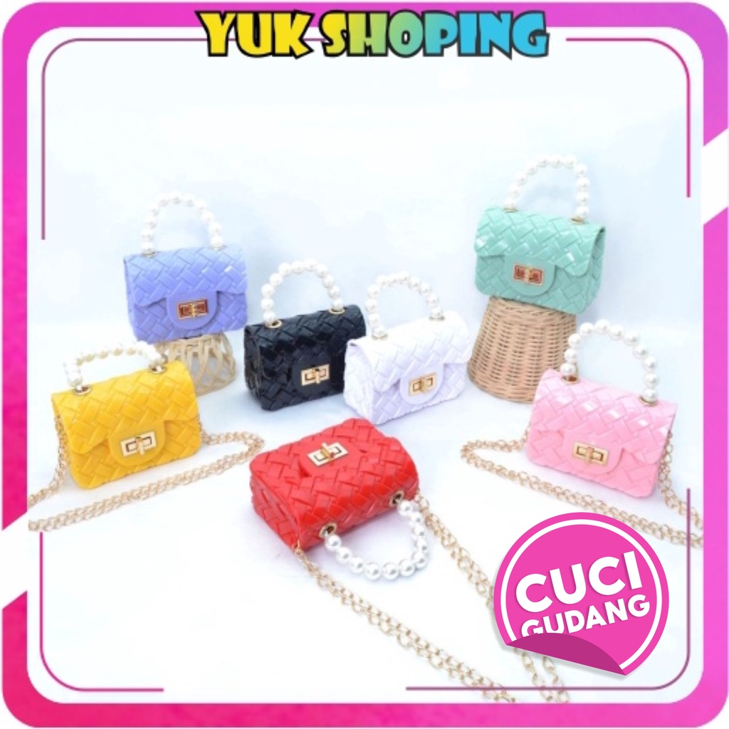 ✧YUKSHOPING✧ TAS IMPORT JAKARTA JELLY MUTIARA JELLY MINI ANYAM W164