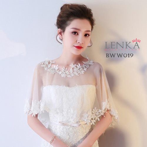 [READY STOCK] BOLERO BROKAT BRIDAL PENGANTIN PESTA WANITA PUTIH BWW019