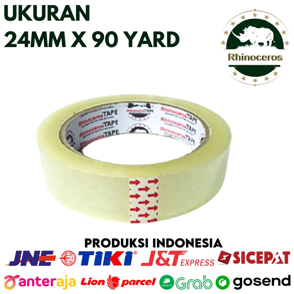 Lakban Bening Putih RHINOCEROS Tape Clear 24MM x 90YARD Lakban 1 inci