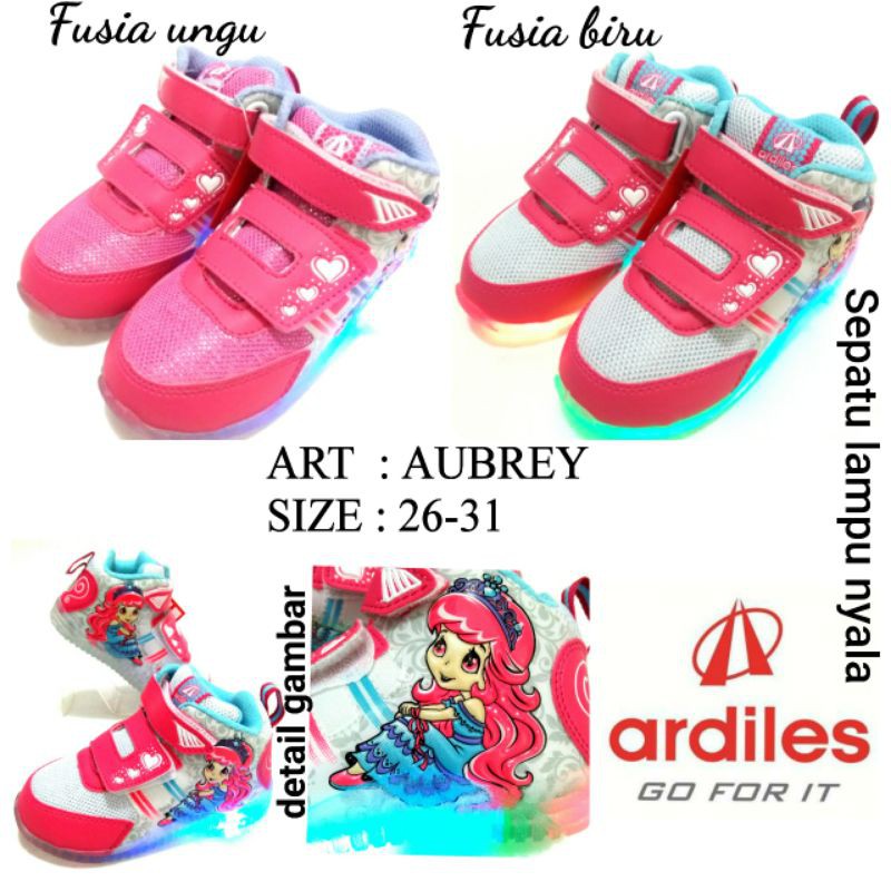 SEPATU KEREKETAN ANAK CEWEK LED ARDILES AUBREY SIZE 26-31