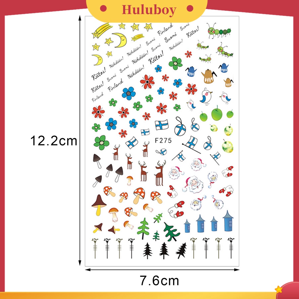 Huluboy Huluboy♡ Stiker Kuku Motif Natal Untuk Dekorasi Nail Art