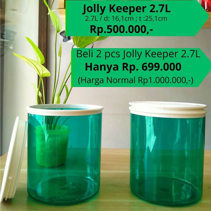 Jolly keeper hijau tupperware (2) / toples kristal tupperware