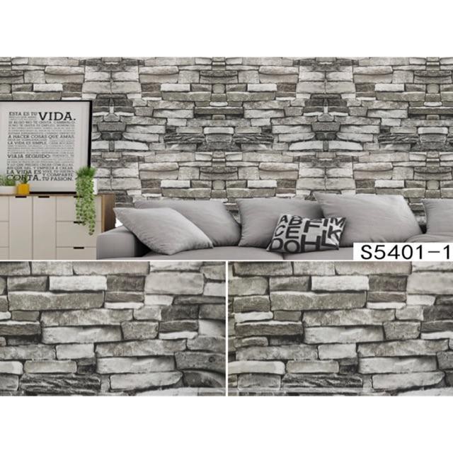 WALLPAPER DINDING/STICKER WALL MOTIF BATU ALAM HITAM