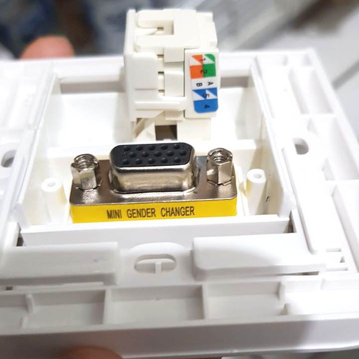 FACEPLATE DUAL PORT VGA d-sub 15 dan LAN RJ-45 cat-5e