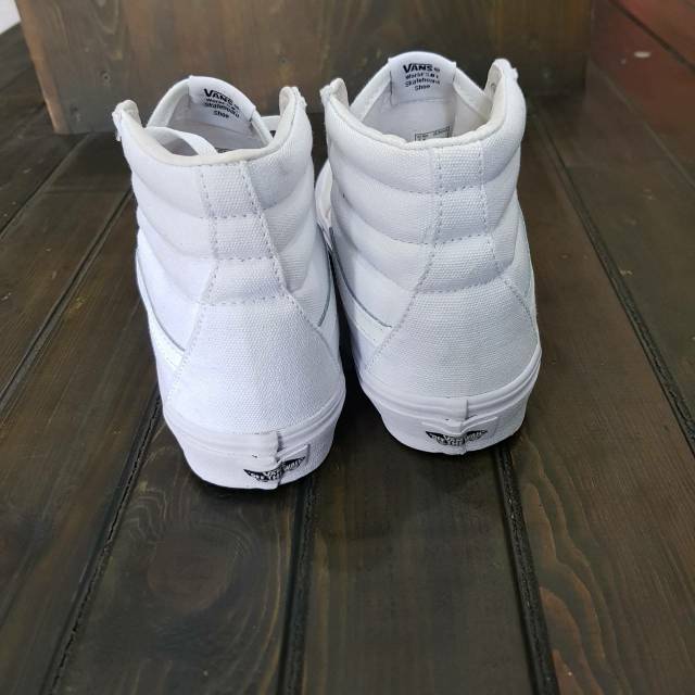 100% PREMIUM VANS SK8 HIGH ALL WHITE WAFFLE DT