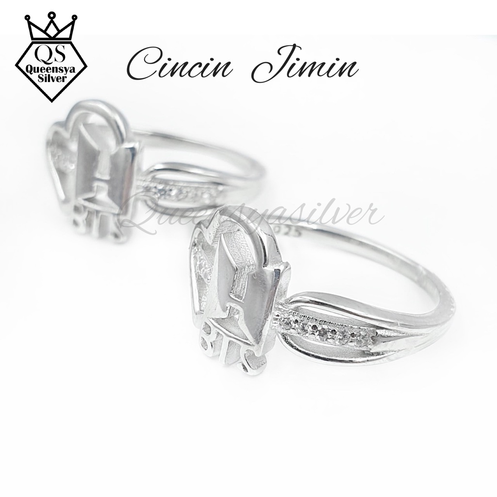 Cincin Wanita Bts Cincin Silver Cincin Bts Lapis Emas Putih Asli Perak 925 Dengan Paket Murah Box Cantik / Photo Card Jamin Puas