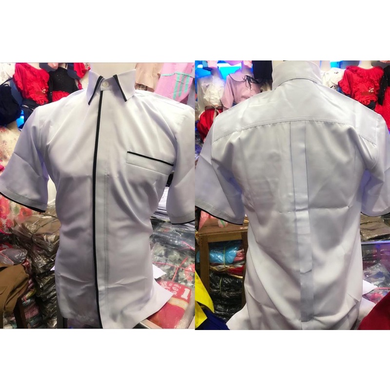 SYAKIRA BY AZKIA KEMEJA PUTIH LIS HITAM KANTONG/BAJU KERJA ASN PUTIH LIS HITAM/BAJU DINAS ASN