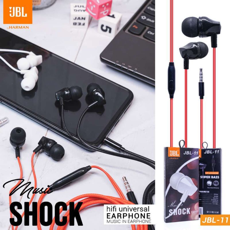 (JBL-011) Headset JBL Power Full Bass with Microphone Handsfree JBL Bass Stereo