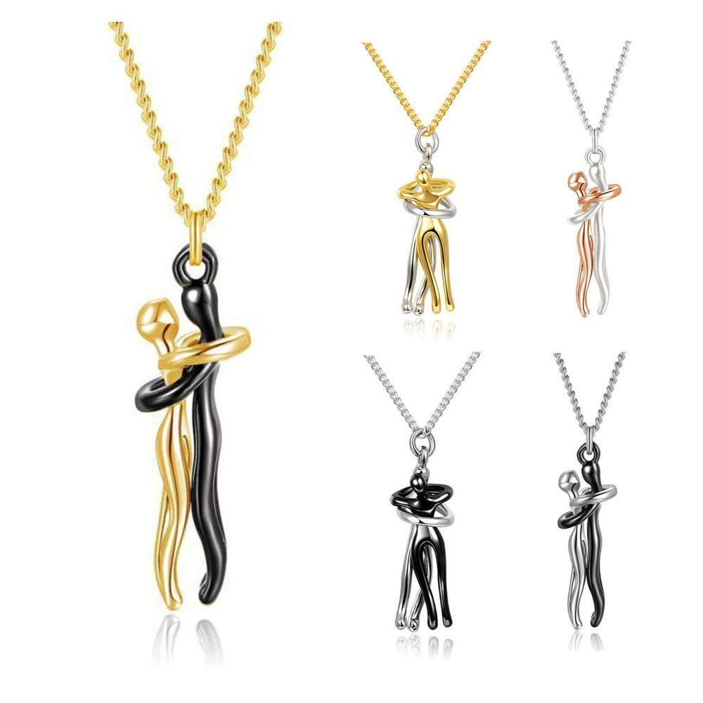 Nanas Pasangan Hugging Pendant Metal Plating Untuk Pasangan Gadis Ibu Hadiah Hari Valentine Cinta Gaya Kalung