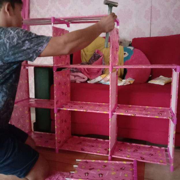 Rak Buku Minimalis 3 Sisi Rak Portable Serbaguna Rak Multifungsi