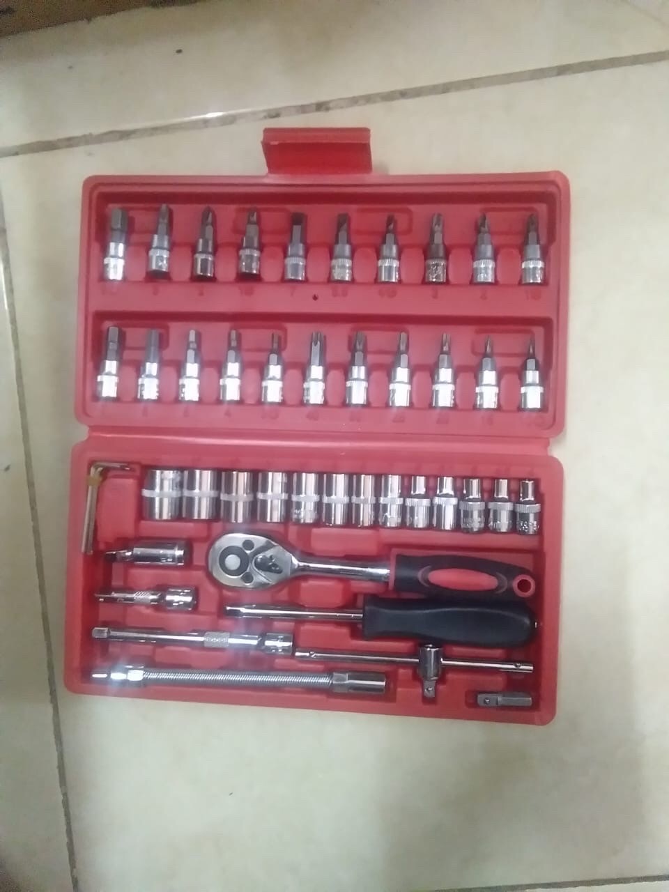 Obeng Kunci Sok Isi 46 Pcs Soket Kunci Pas Soket Kombinasi Multifungsi Untuk Peralatan Reparasi