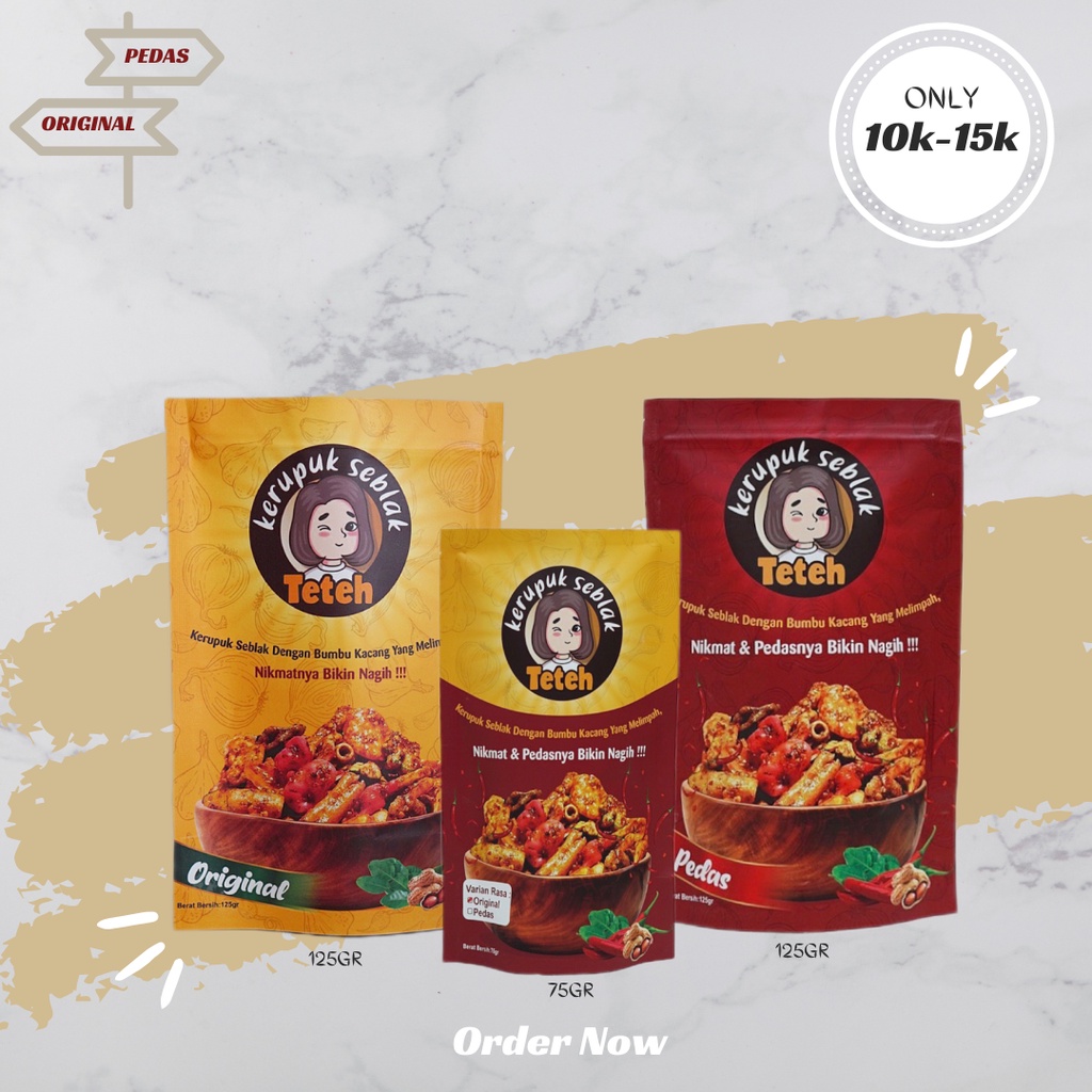 

Kerupuk Seblak Bumbu Kacang PEDAS & ORI 125gr & 75gr