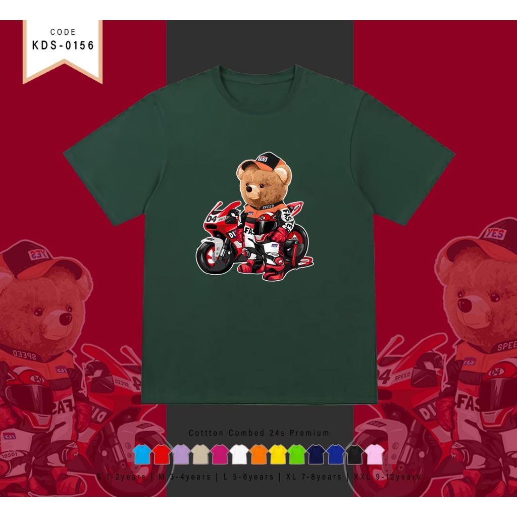 T-SHIRT / KAOS ANAK-ANAK TERMURAH BERGAMBAR BEAR MOTOR - TERIMA CUSTOM KAOS KELUARGA