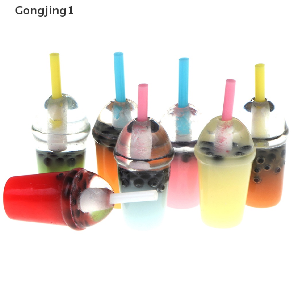 Gongjing1 5Pcs Miniatur Gelas Pearl Milk Tea Aksesoris Dapur Rumah Boneka 1: 12