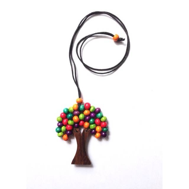 Kalung kayu fashion wanita etnik pohon souvenir
