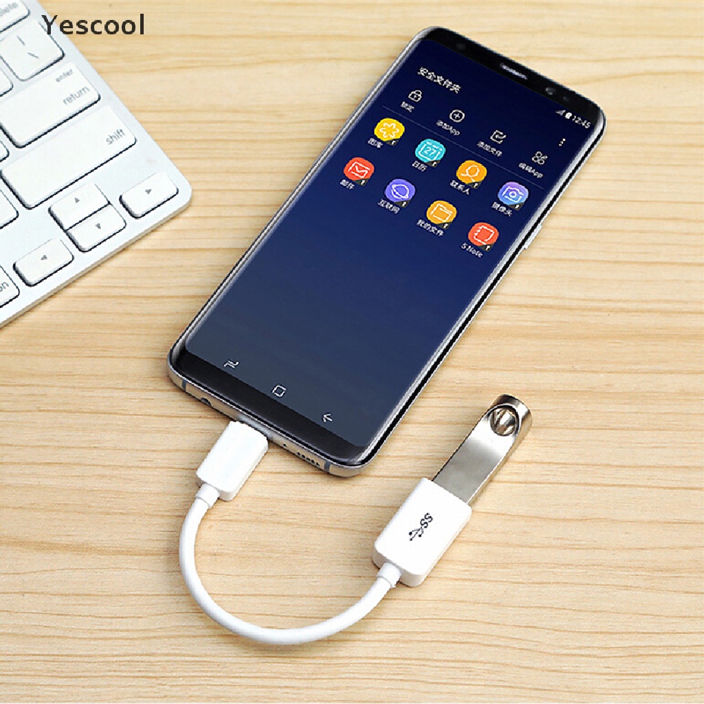 Yescool Kabel Adapter Konverter Data Sync OTG USB 3.1 Tipe C Male Ke USB Female Bahan Metal