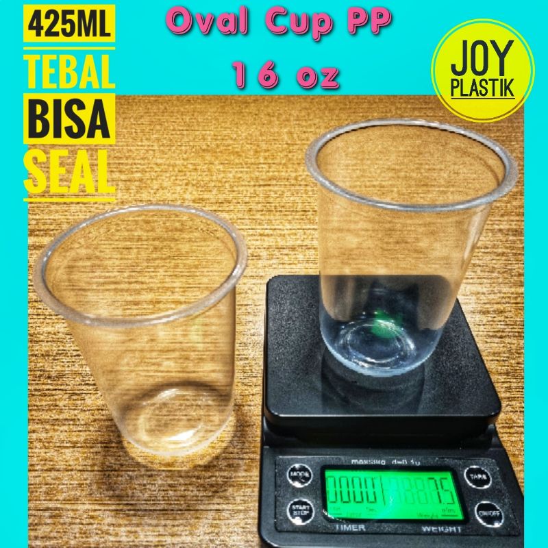 Gelas oval cup pp 16oz tebal u cup