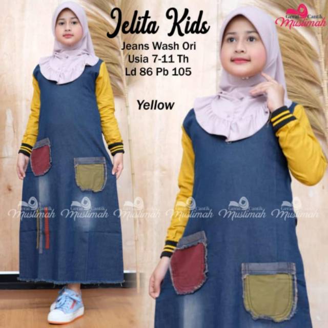 Gamis jeans anak tanggung ±10th //JF853