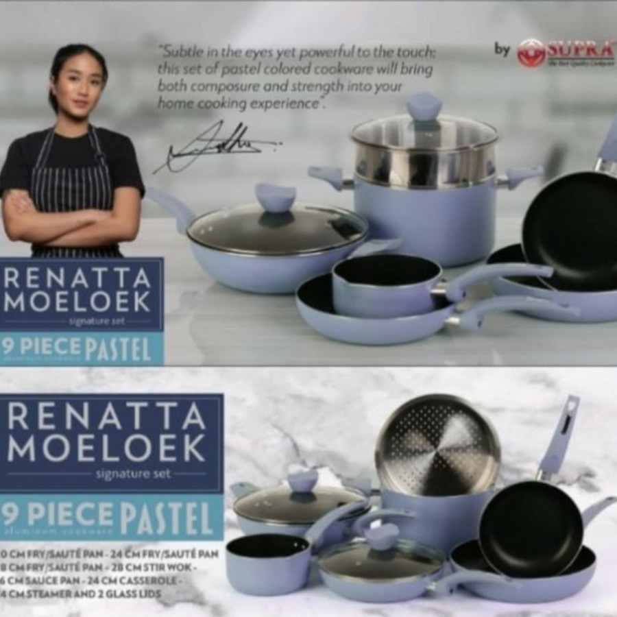 Panci Teflon Supra Set 9 Pcs Pastel  Renatta Moeloek