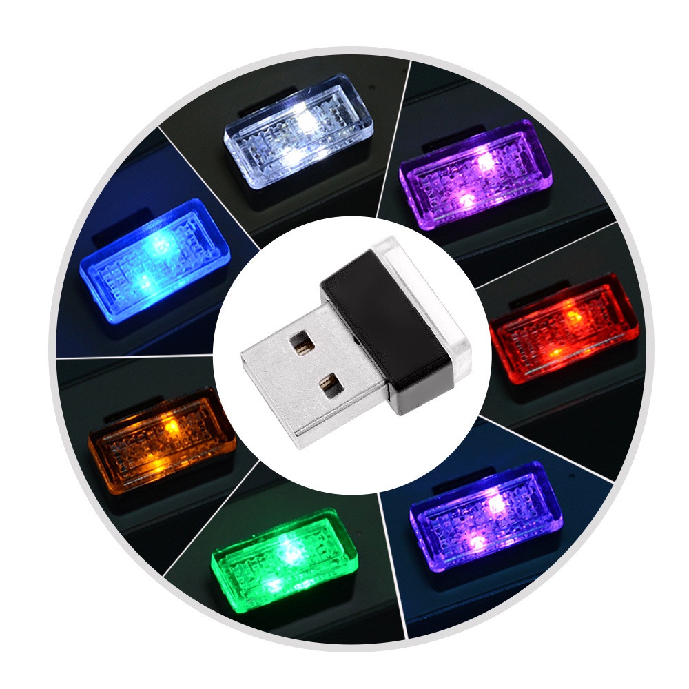 Lampu Malam LED RGB 7 Warna Tenaga USB Untuk Dekorasi Interior Mobil