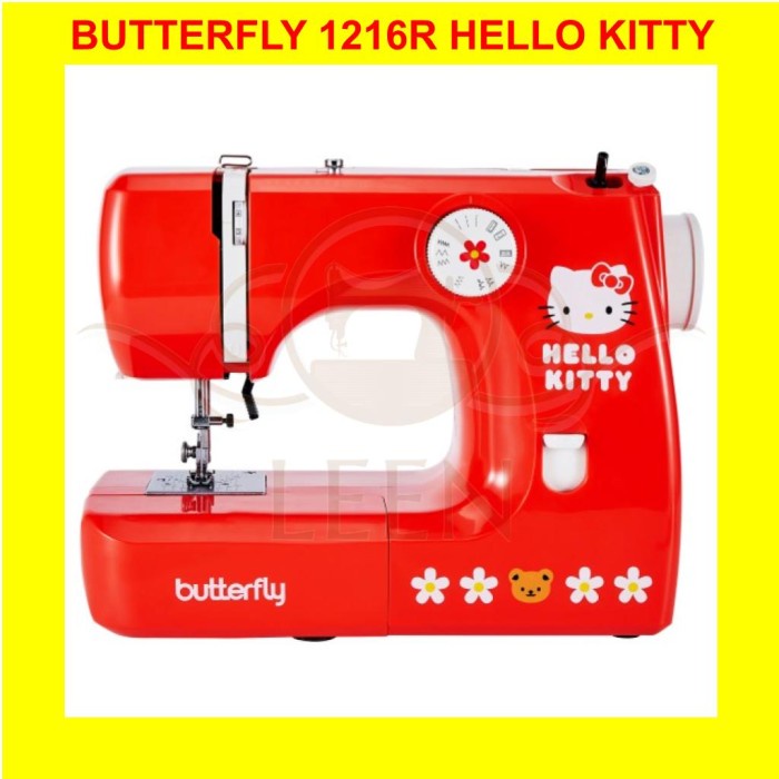 Mesin Jahit HELLO KITTY Butterfly 1216R Portable Multifungsi Anak LEEN