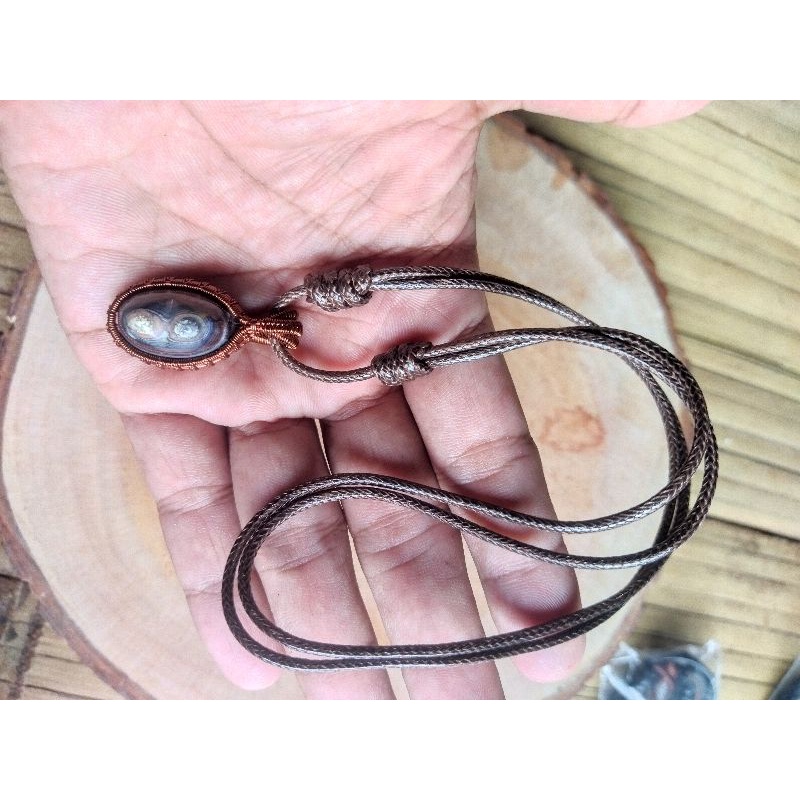 kalung etnik liontin batu akik sulaiman susu natural