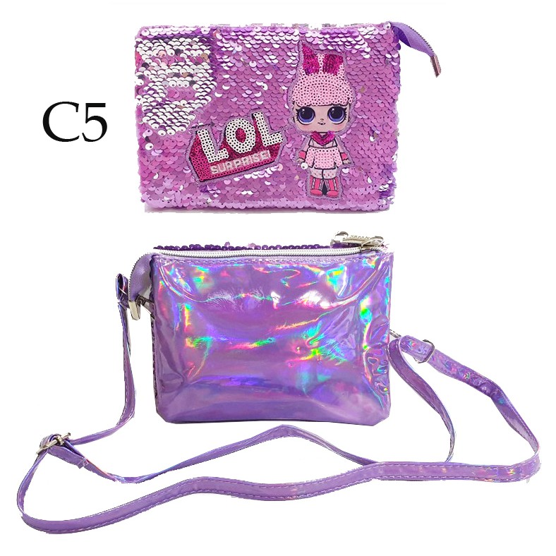 PROMO Tas Selempang Bahu / Fashion Anak Tas Sequin Usap Payet ManiK2 Anak Kembar &amp; Kuda Ajaib IMPORT