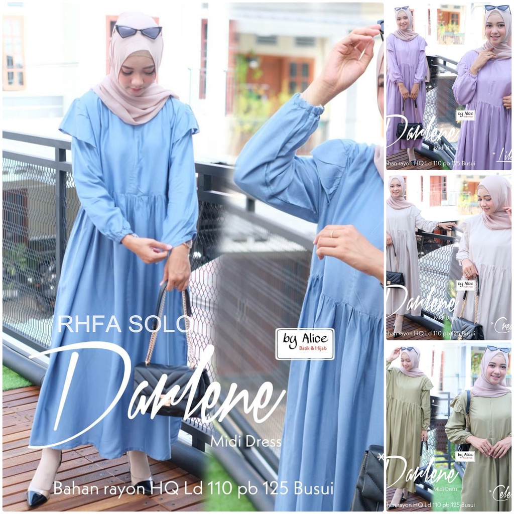 DARLENE DRESS / 17.7 / BAHAN RAYON HQ / LD 110 / PB 125 / BUSUI / MIDI / ALLSIZE / ALICE