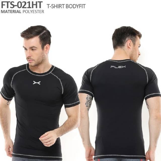 FTS-021HT Kaos sport fitness bodyfit FLEX hitam