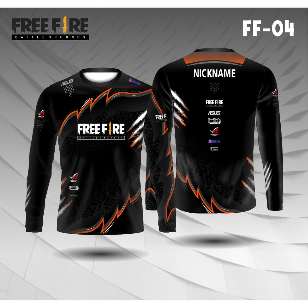 Jersey e sport free fire baju freefire kaos gamer ff lengan panjang