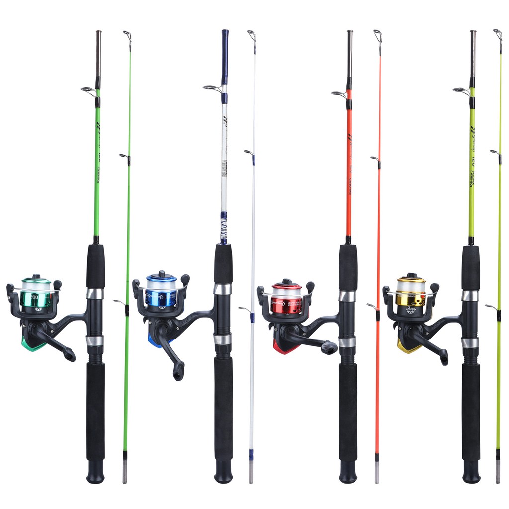 Sougayilang 2 Bagian 1.2m/1.8m ABS Resin Fishing Rod Set 4 Warna Memancing Combo