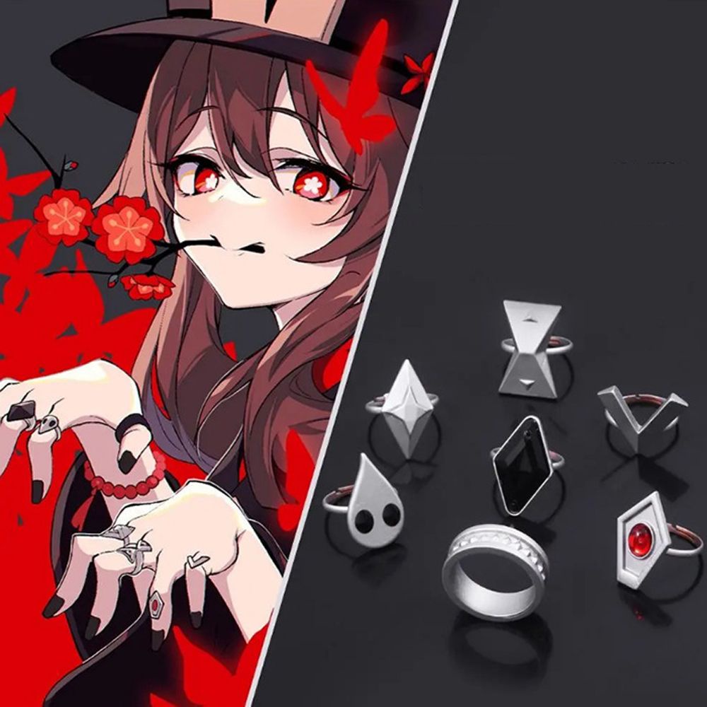 Mxbeauty Cincin Cosplay Anime Hu Tao Coser Genshin Impact Adjustable Bahan Alloy Untuk Unisex