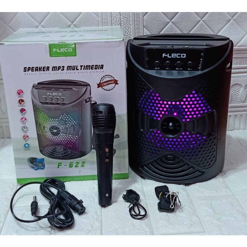 COD Speaker Fleco F-622 /F - 623/F-625 /F-623 karaoke Bluetooth Bonus Microphone
