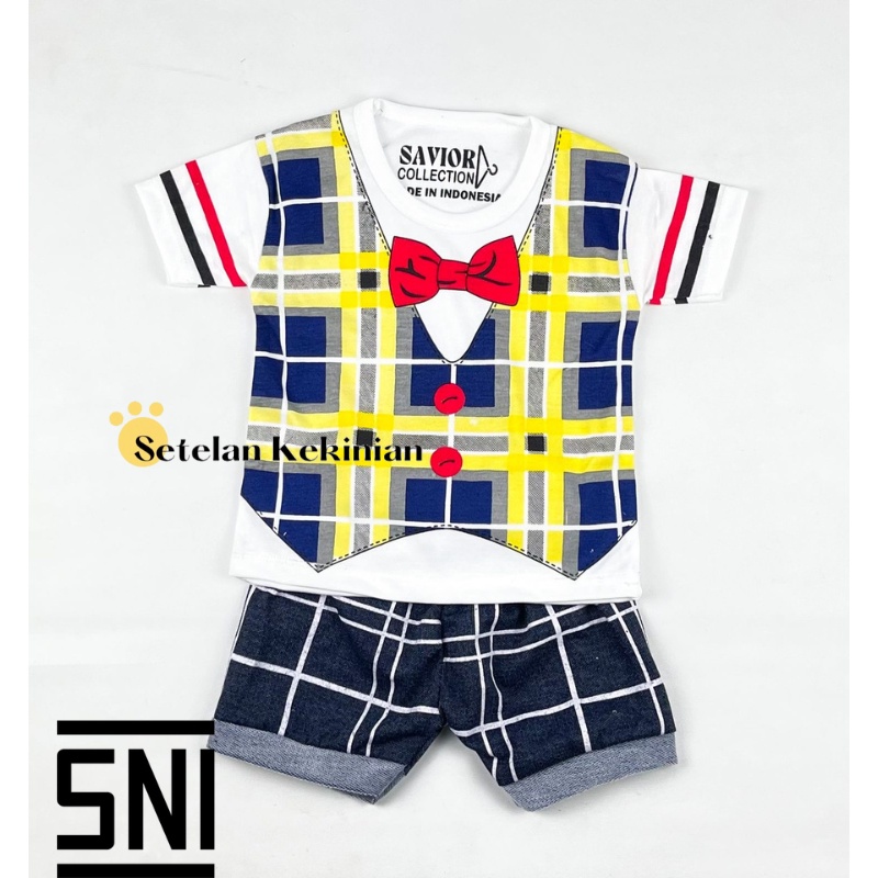 Set Baby Rompi Tartan Kotak Tuxedo Bayi Kekinian Pesta Vest Anak Keren Baju Anak Laki Laki Setelan