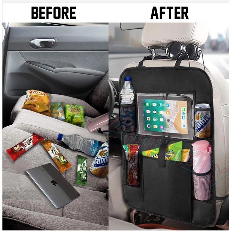 Universal Car Backseat Organizer Dengan Touch Screen Tablet Holder Kantong Penyimpanan Otomatis Cover Pelindung Punggung Kursi Mobil