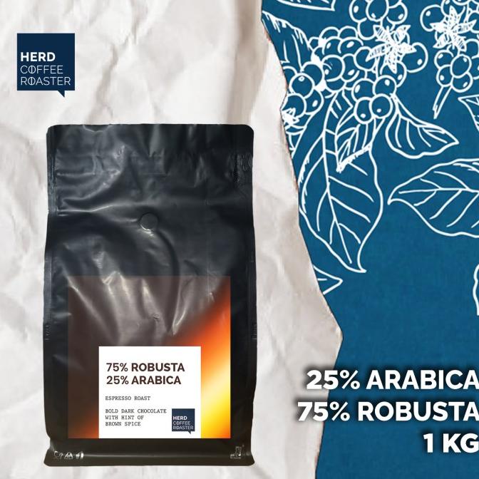 

BIJI KOPI 1KG 25:75 espresso blend es kopi susu arabica robusta grosir