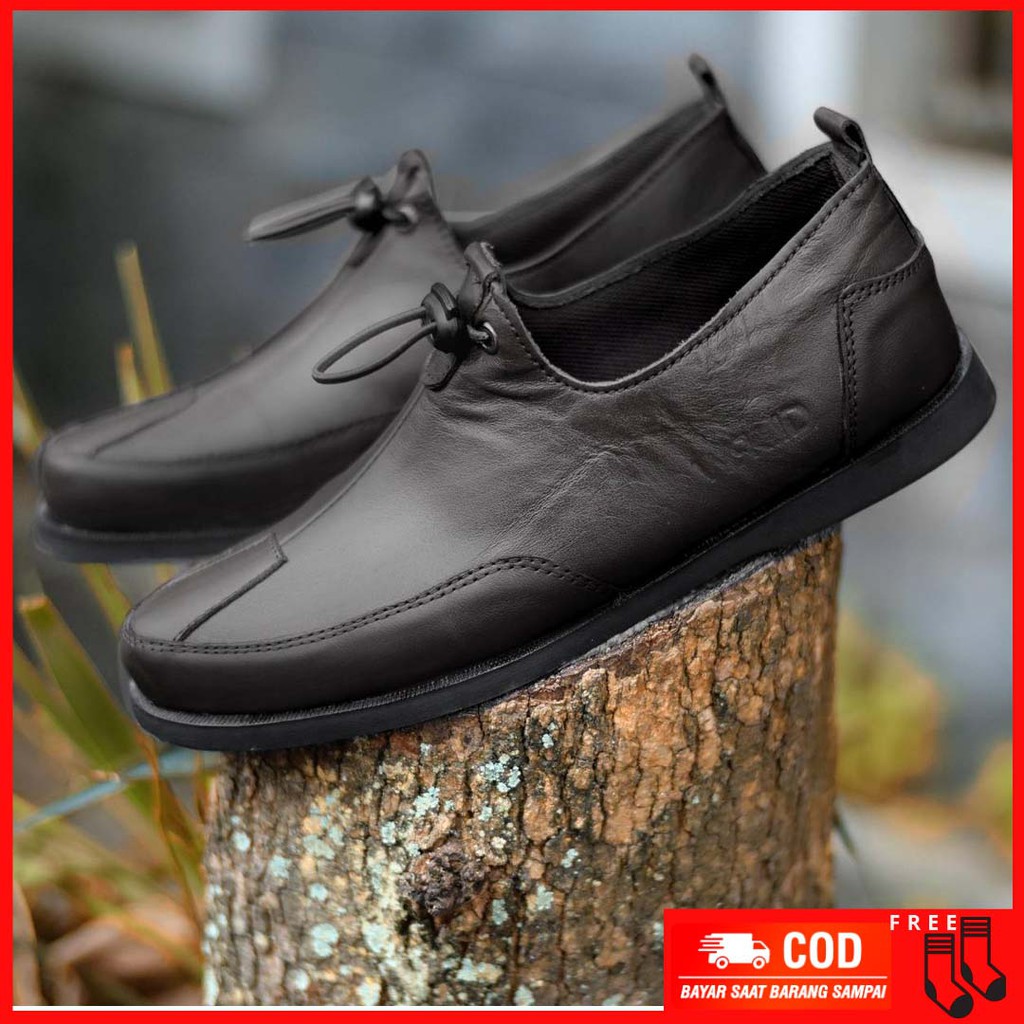 MOLK|Sepatu Casual Kasual Slip On Pria Kerja Kulit Asli Selop Santai Cowok Kekinian Original