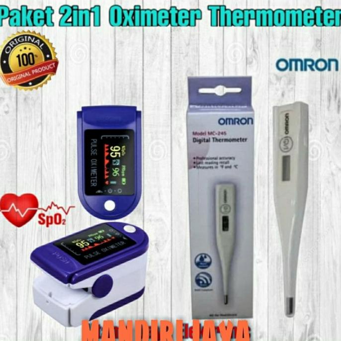 Paket 2In1 Oximeter Pulse Thermometer Omron Mc245 Original-Putih Termurah