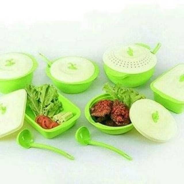 ASVITA EMERALD FAMILY 6 SET ( WADAH SAJIAN MAKAN ) HIJAU