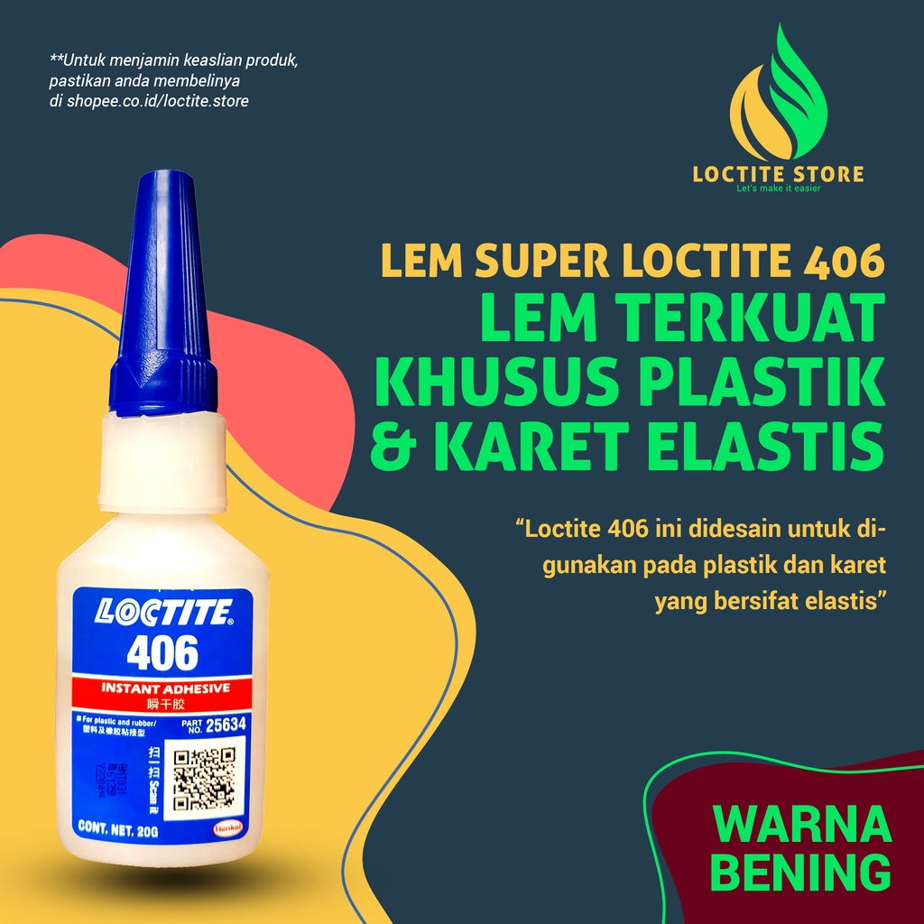 Jual LEM INSTAN TERKUAT LOCTITE 406 20GRAM KHUSUS PLASTIK DAN KARET